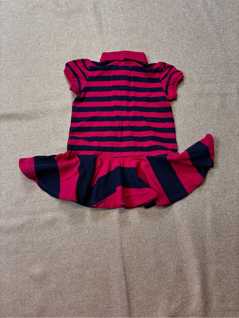 Ralph Lauren Red & Navy Striped Polo Dress with Flared Skirt 9M - Picture 6 of 7